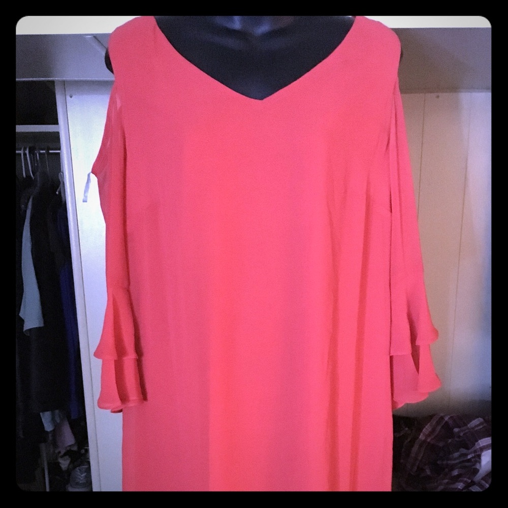 Size 12 MSK Cold Shoulder 3/4 Bell  Sleeve Dress